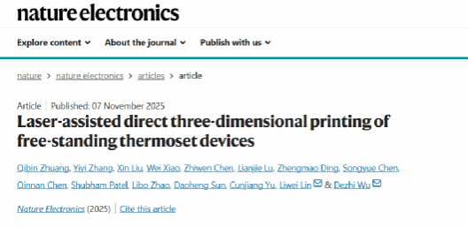 我院吴德志教授团队首创三维柔性器件快速打印与形性同步调控新方法 我院吴德志教授团队首创三维柔性器件快速打印与形性同步调控新方法